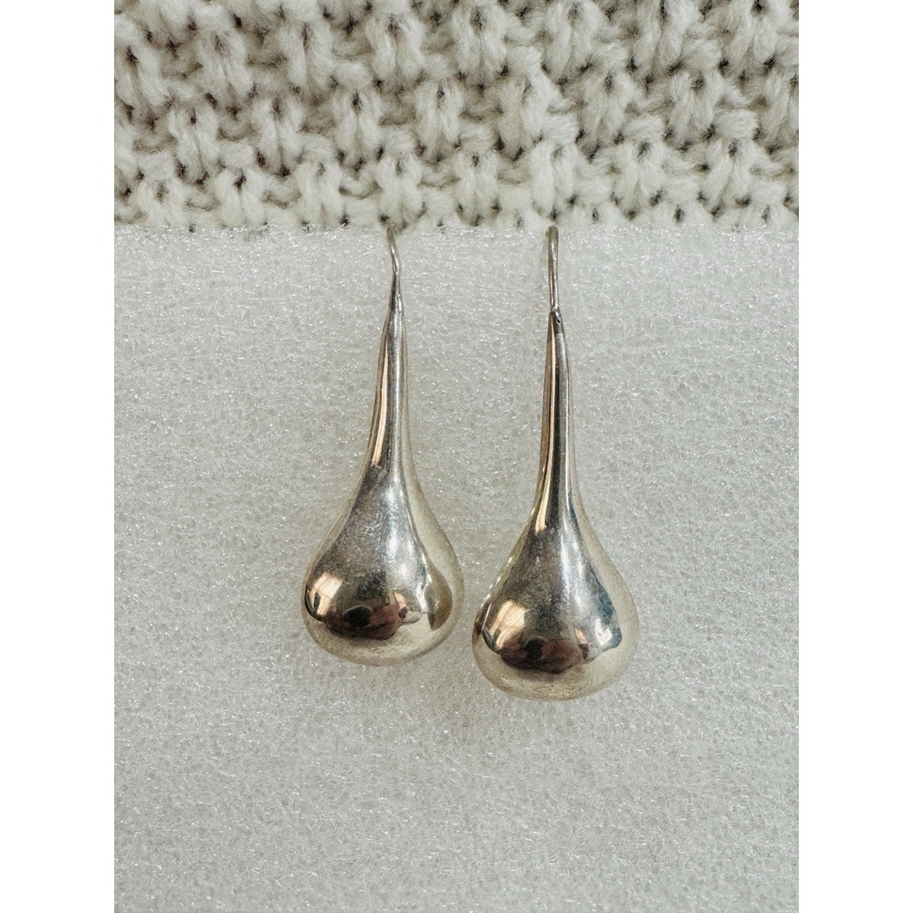 925 Sterling Silver Modernist Teardrop Dangle Earrings